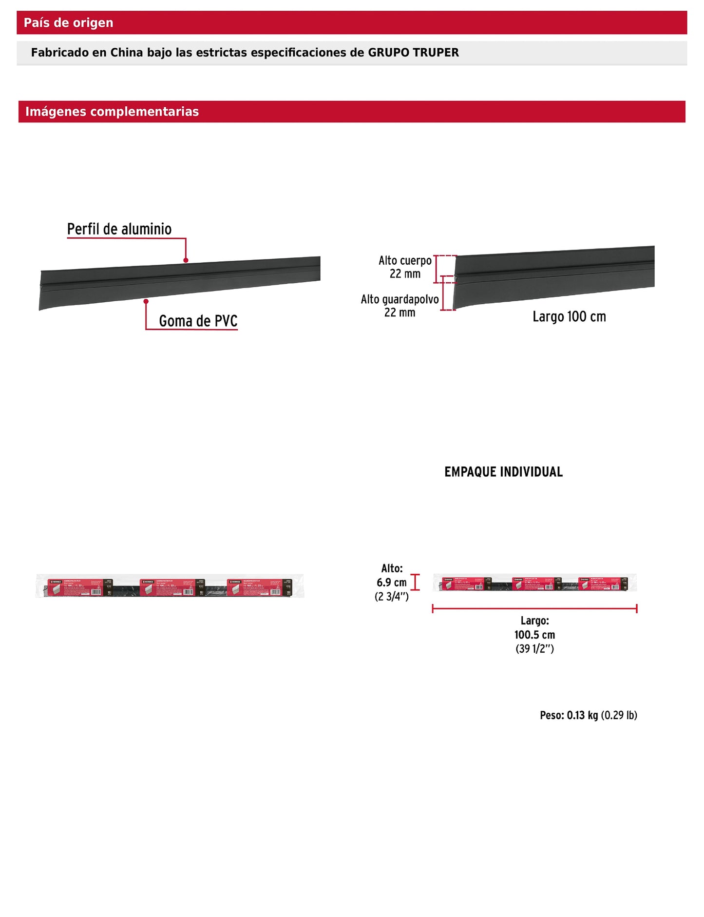 Guardapolvo fijo de 100 cm negro