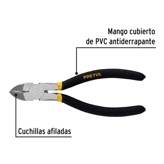 Pinza de corte diagonal de 6 pulgadas con mango de PVC
