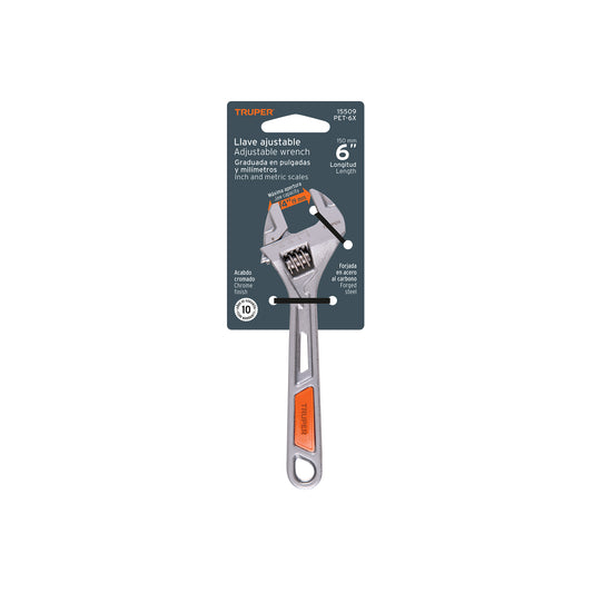 Llave ajustable (perico) 6 pulg cromada TR - SKU 15509