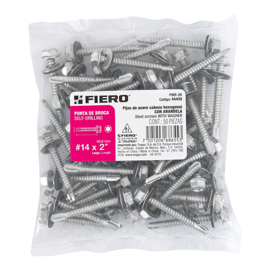50 Tornillos Hexagonales Punta Broca 14x2 pulg