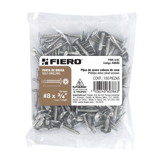 100 Tornillos K-LATH Punta Broca 8x3/4 pulg