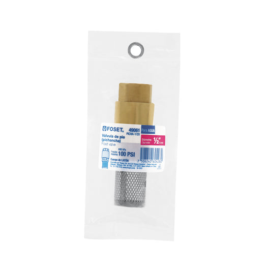 Pichancha tipo check de latón con rejilla de acero inoxidable de 1/2 pulgada para bombas de agua