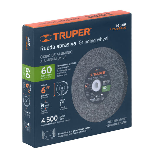 Rueda abrasiva para esmeril de 6" con grano 60