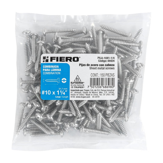 Tornillo gypsum para lamina 10 x 1-1/4 pulg