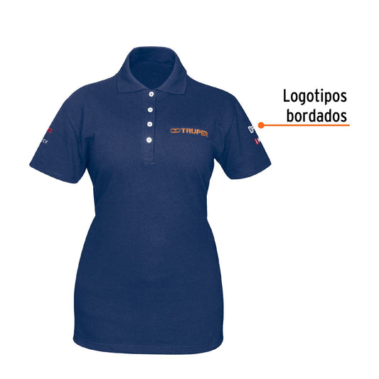 Playera polo para mujer color azul en talla G con tejido piqué