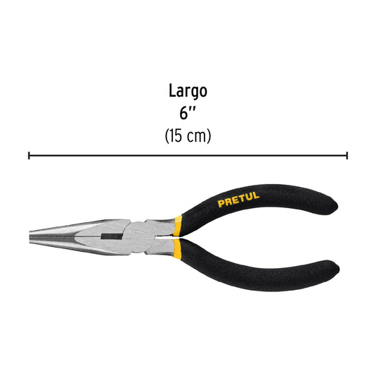 Pinza de punta y corte 6" mango de PVC
