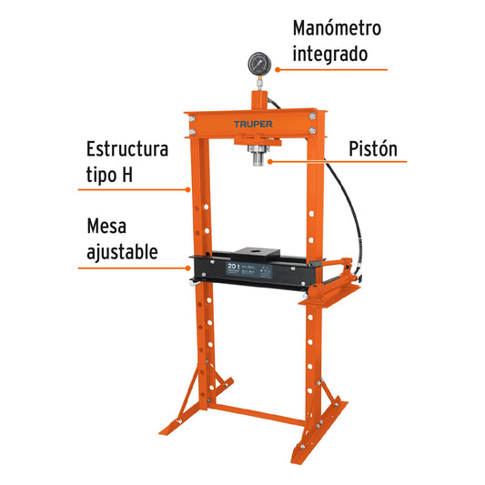Prensa hidráulica H 20 ton pistón