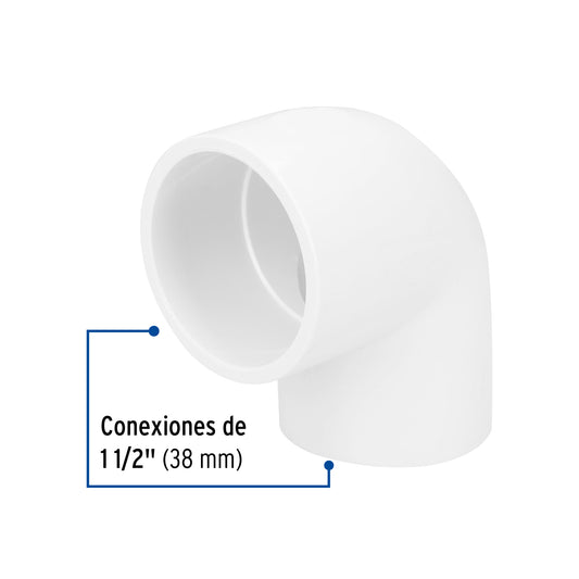 Codo de PVC de 1 1/2 pulgadas a 90 grados