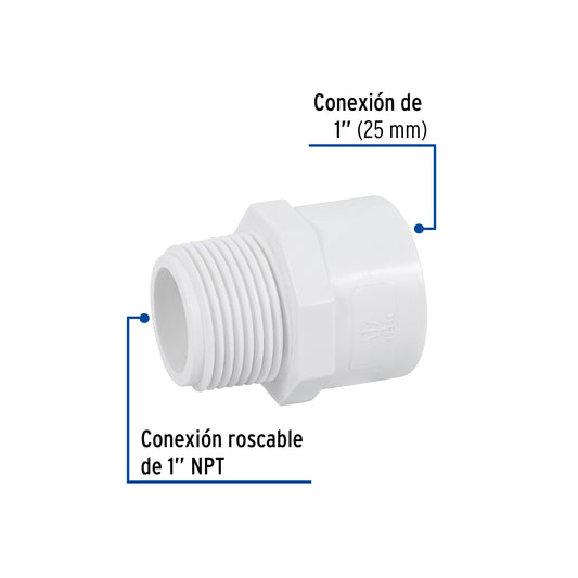 Adaptador macho de PVC cédula 40 de 1 pulgada con rosca NPT