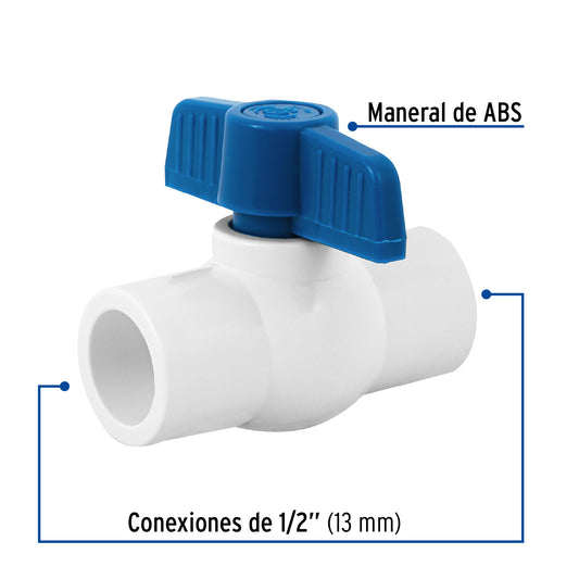 Válvula de esfera de PVC de 1/2 pulgada para cementar con maneral de ABS