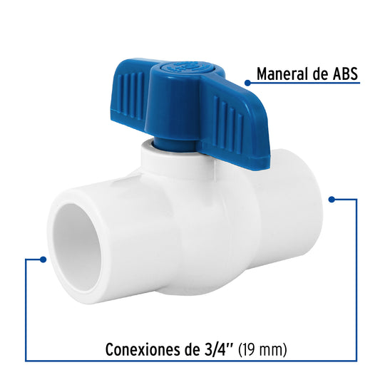 Válvula de esfera de PVC de 3/4 pulgada para cementar con maneral de ABS