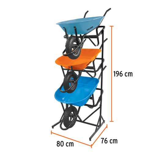 Rack para 3 carretillas estibadas en acero