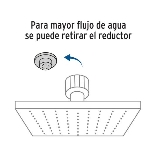 Regadera cuadrada 4", ABS, con brazo y chapetón, negro, AQUA · vista 2