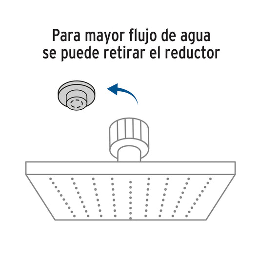 Regadera cuadrada 6", ABS, con brazo y chapetón, negro, AQUA · vista 2