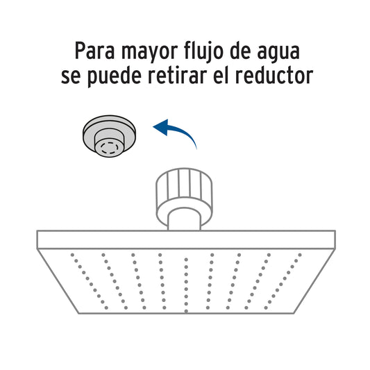 Regadera cuadrada 8", ABS, con brazo y chapetón, negro, AQUA · vista 2