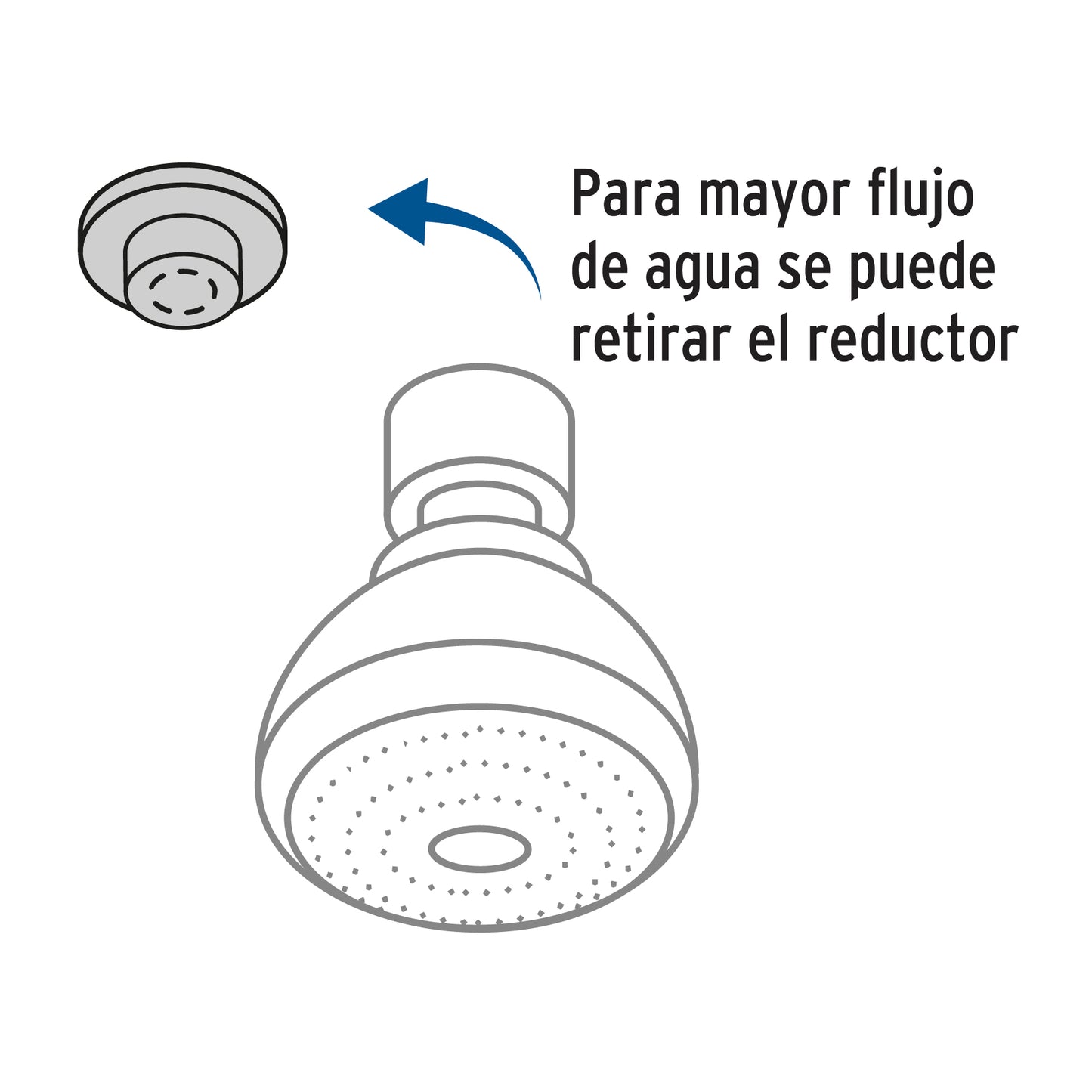 Regadera redonda de 2-1/2" con brazo y chapetón de acero