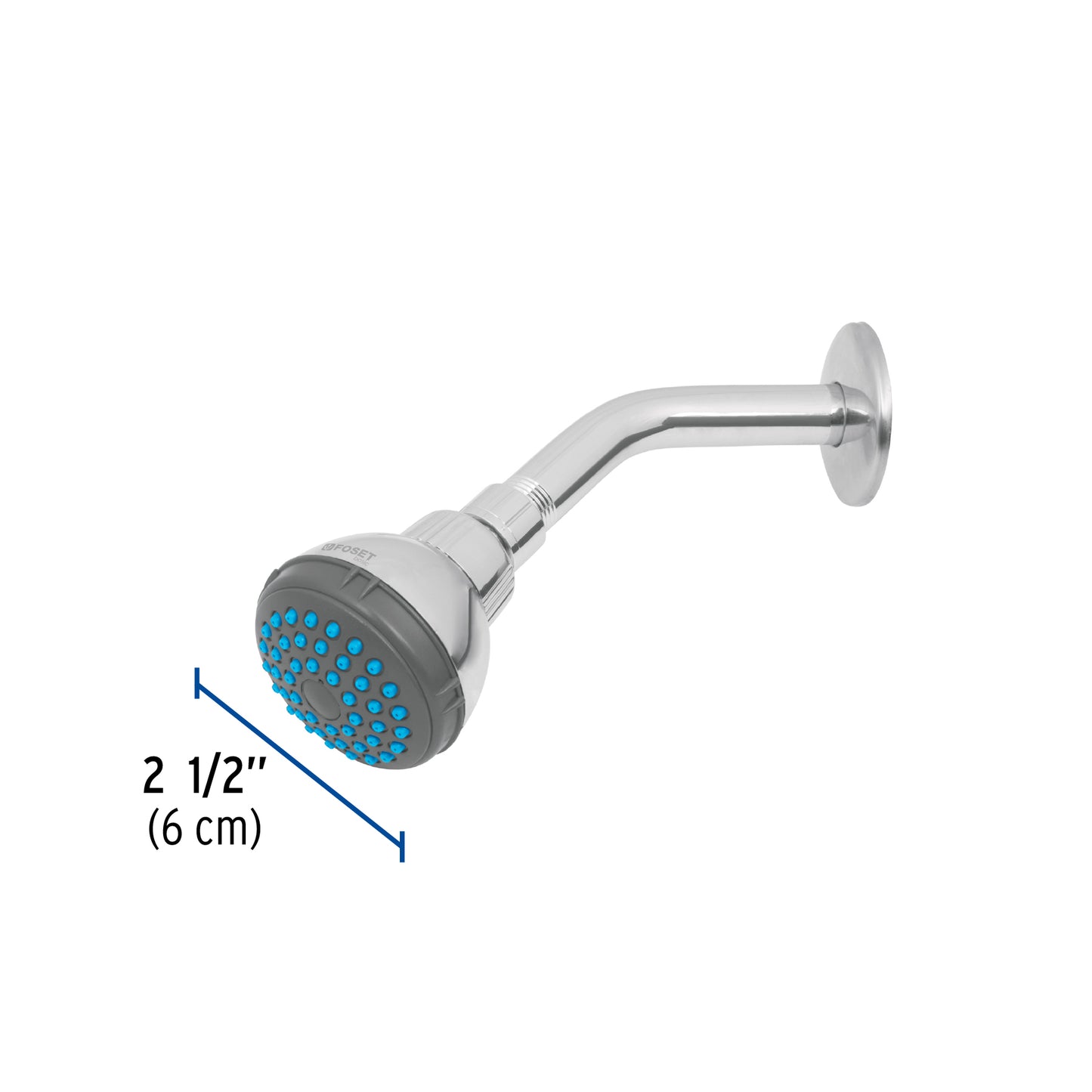 Regadera redonda de 2-1/2" con brazo y chapetón de acero