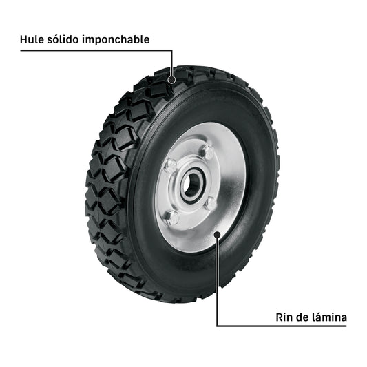 Rueda de hule sólido imponchable 7", un balero · vista 2