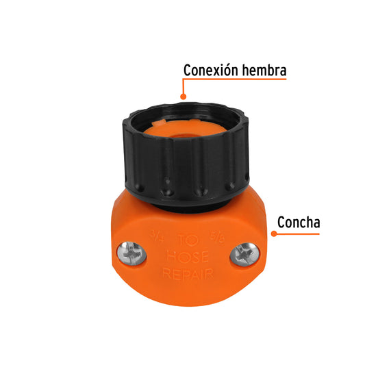 Conector hembra de 5/8"-3/4" de ABS para manguera
