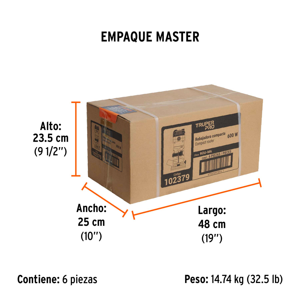 Router (rebajadora) compacto 600 W, 3/4 HP, TRUPER PRO · vista 5