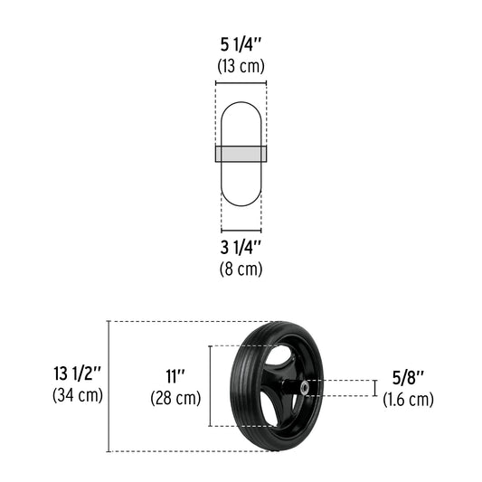 Llanta completa hule sólido 13-1/2", incluye eje y baleros · vista 2