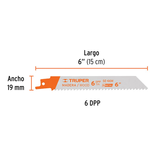Blíster con 2 seguetas sierra sable 6pulg