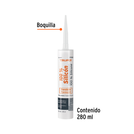 Sellador transparente 100 silicón de 280 ml