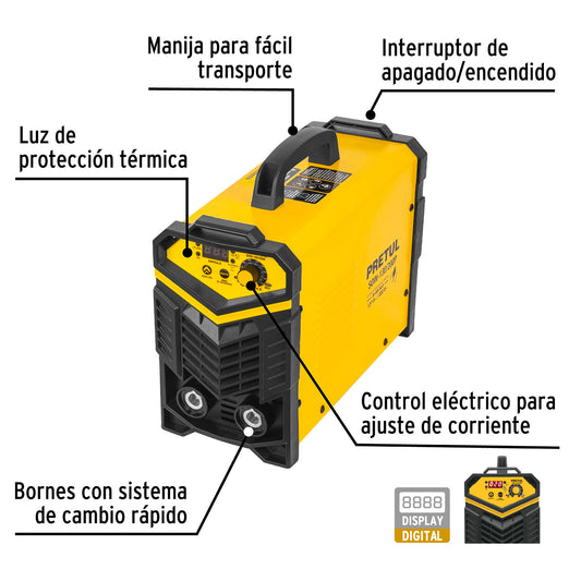 Soldadora inversora 200A bi-voltaje 127/220V Ligera compacta