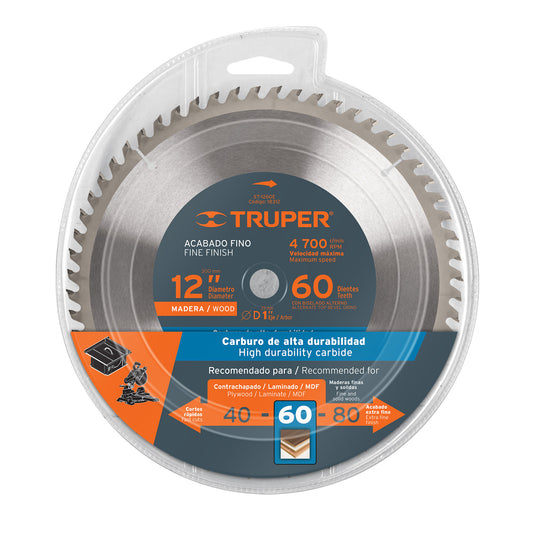 Disco sierra para madera de 12 pulgadas con 60 dientes y centro de 1 pulgada