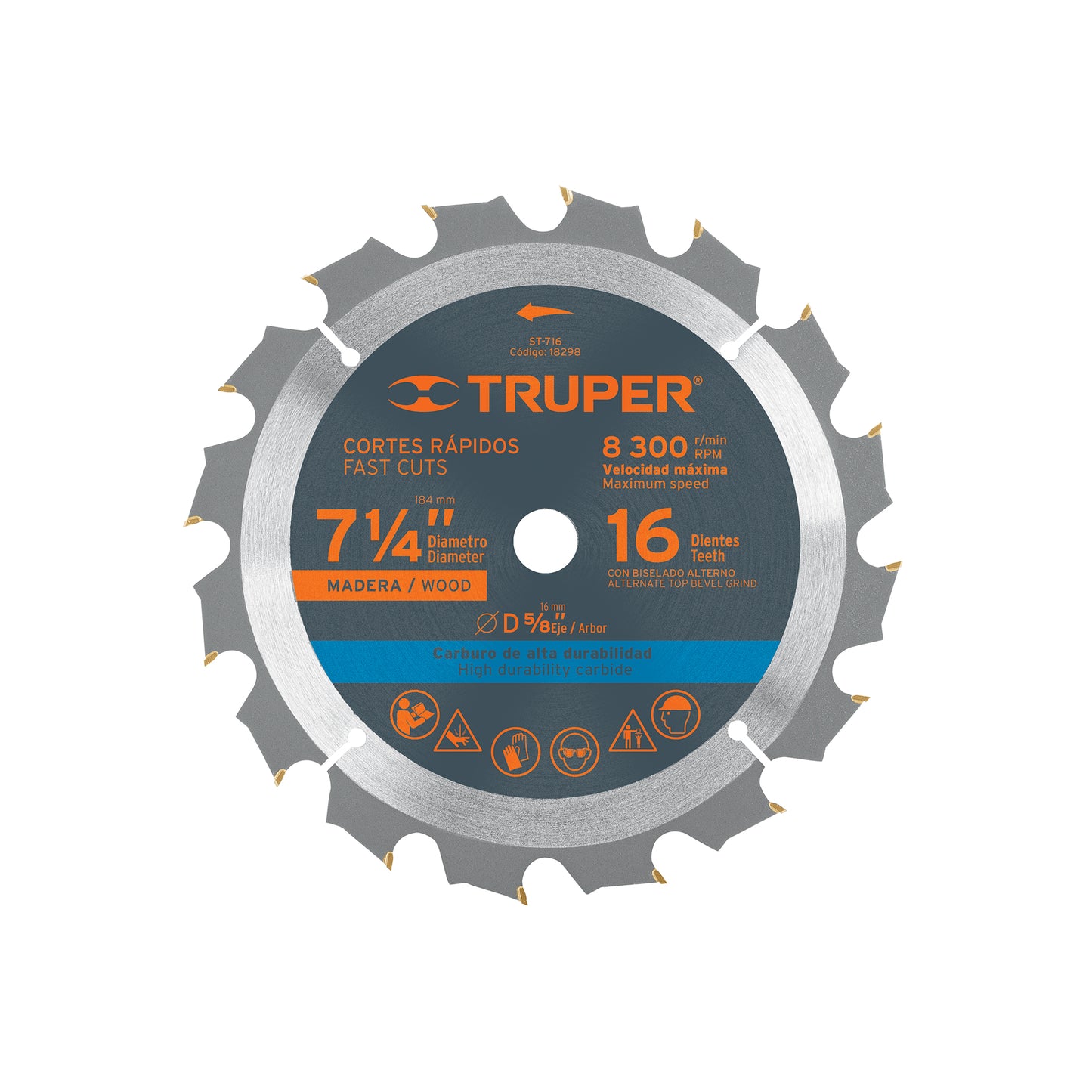 Disco sierras diámetro 7 1/4", centro de 5/8" para madera