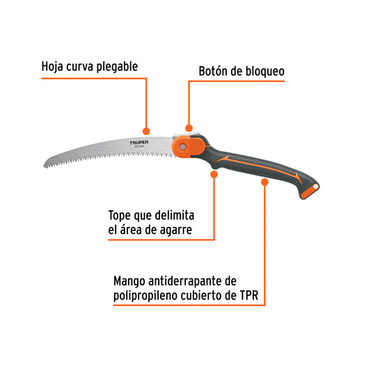 Serrucho plegable 10" hoja curva, 5 DPP, mango Comfort Grip · vista 2