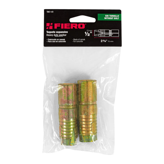 2 Taquetes Expansivos 1/2 pulg sin Tornillo