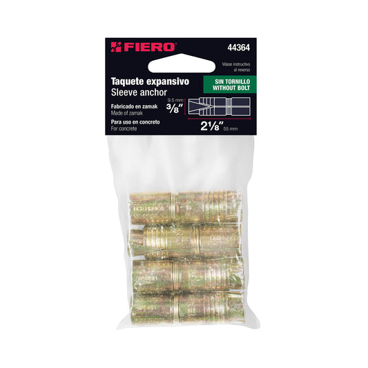 4 Taquetes Expansivos 3/8 pulg sin Tornillo