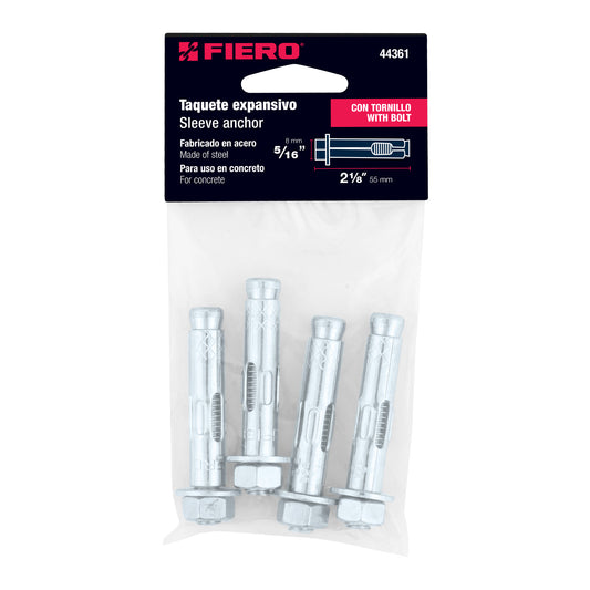 4 Taquetes Expansivos 5/16 pulg con Tornillo
