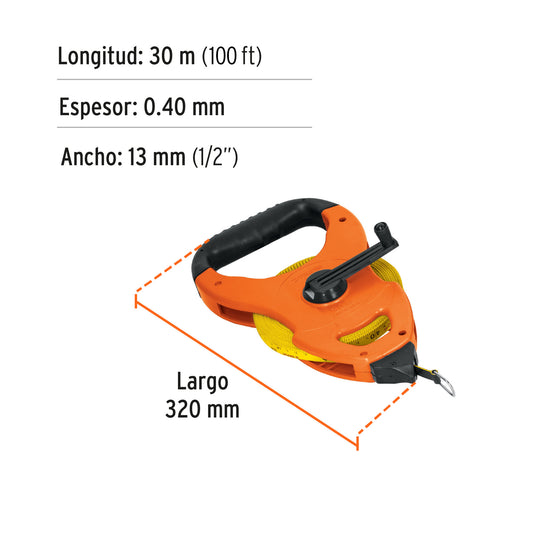 Cinta metrica de fibra de vidrio 30 m