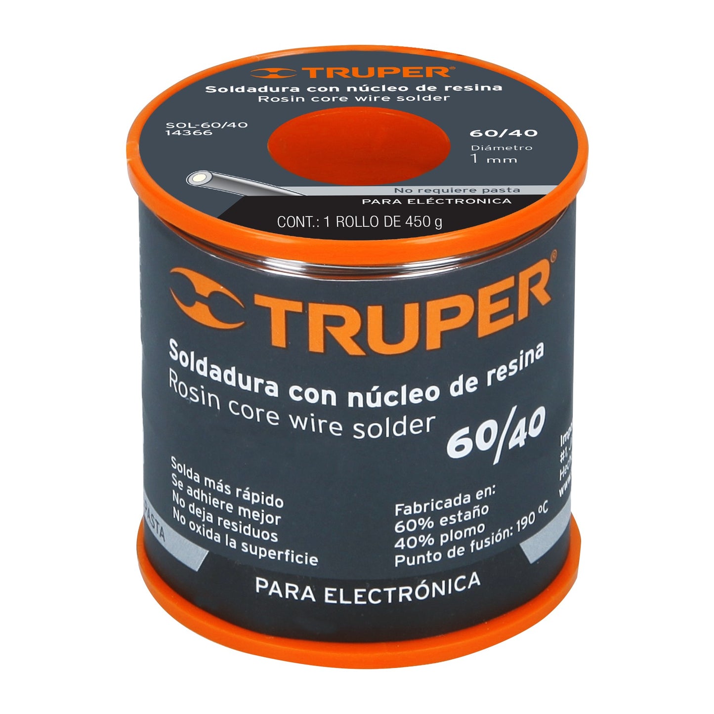 Soldadura con núcleo resina 60/40 para electrónica