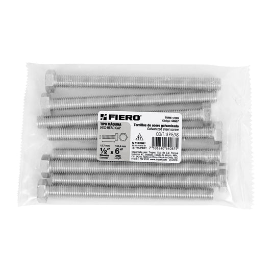 Tornillo maquina galvanizado 1/2 x 6 pulg