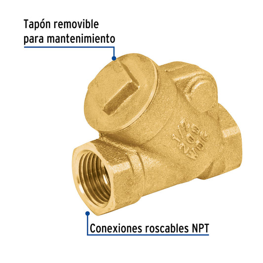 Válvula check de latón 1/2"