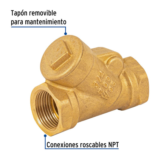 Válvula check de latón 3/4"
