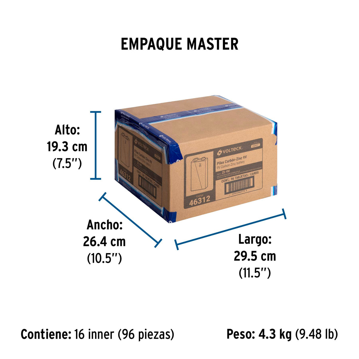 Blíster con 1 pila zinc-carbón 9 V · vista 5