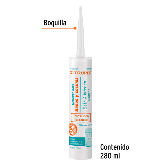 Sellador translúcido de 280ml para baños y cocinas