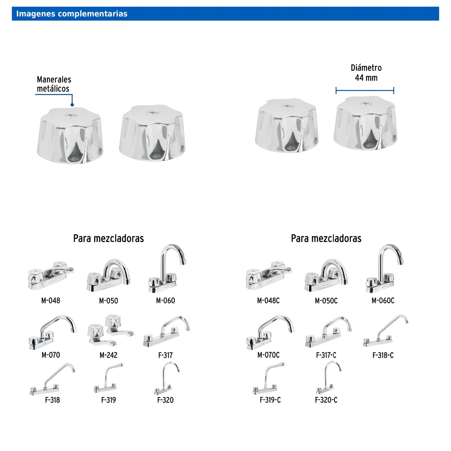 Juego de manerales hexagonales metálicos para lavabo y fregadero