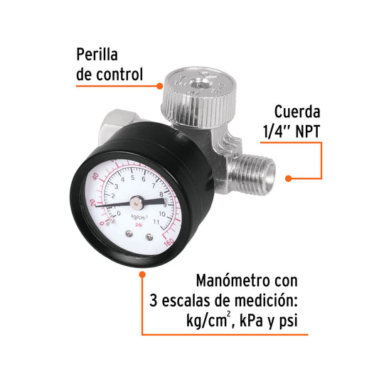 Regulador de Aire con Manómetro Cuerda 1/4 NPT