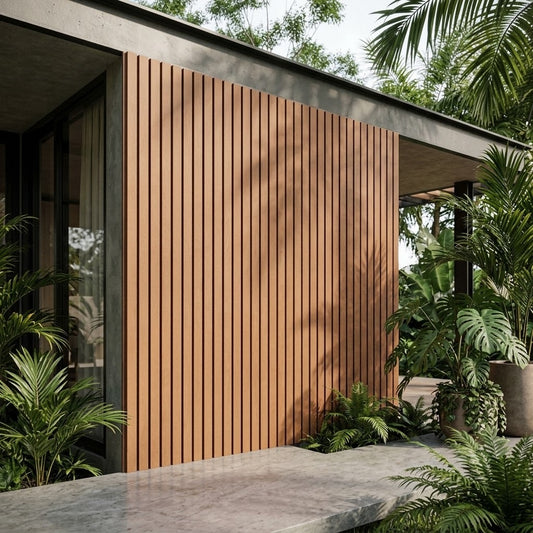 Imagen ilustrativa de Panel WPC Exterior Roble 01 instalado