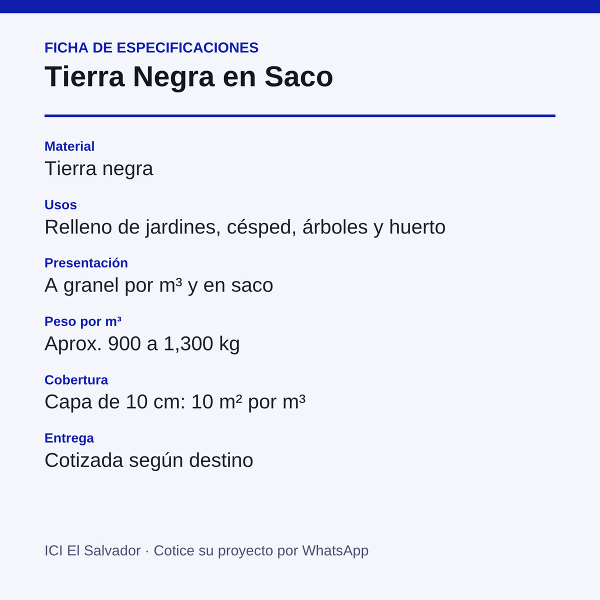 Tarjeta de especificaciones de la tierra negra