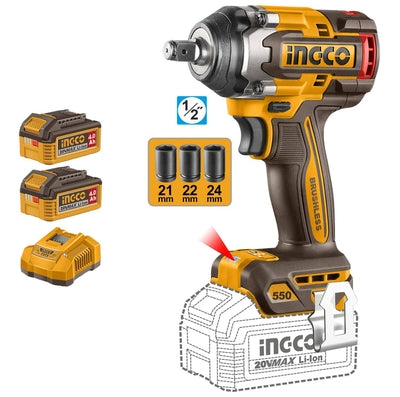 Llave de Impacto Inalámbrica 12.7 mm 20 V 4.0 Ah