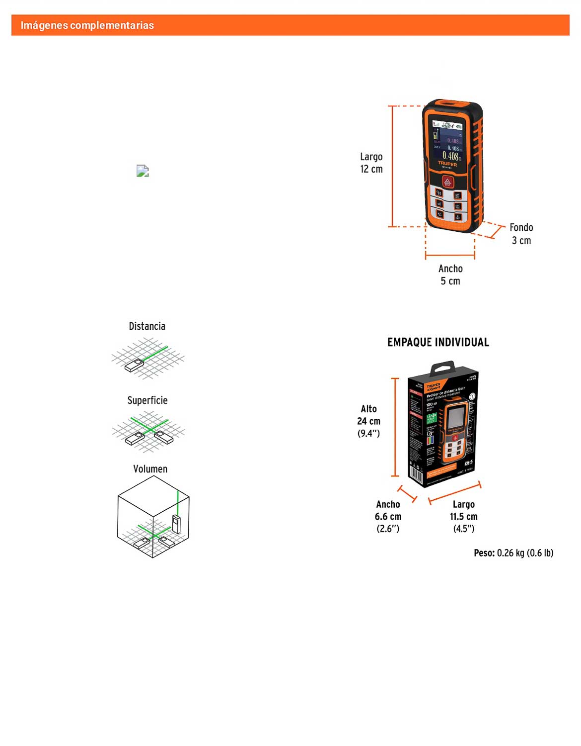 Medidor laser de distancia 0.05 a 40 m