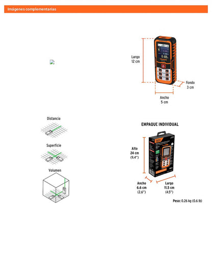 Medidor laser de distancia 0.05 a 40 m