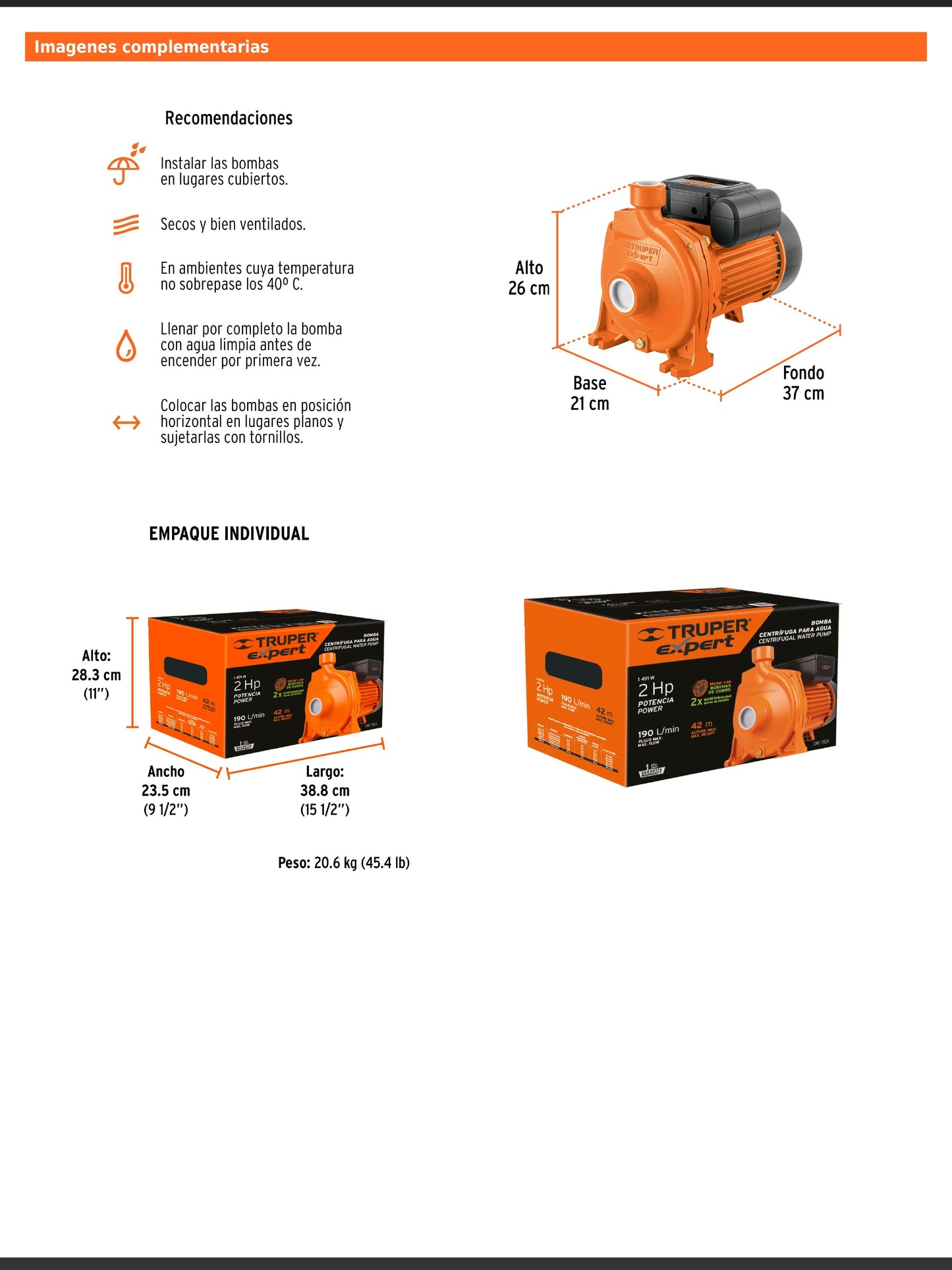 Bomba centrífuga de 2 HP modelo europeo