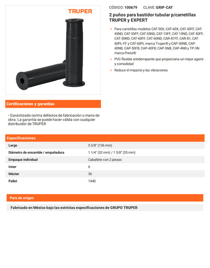 Ficha tecnica - 2 punos para bastidor tubular p/carretillas - SKU 100679